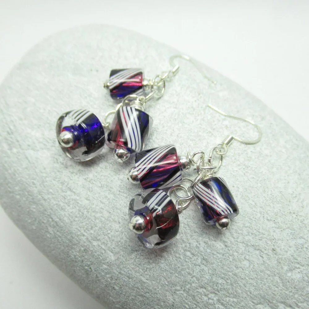 Cane Glass dangle earrings